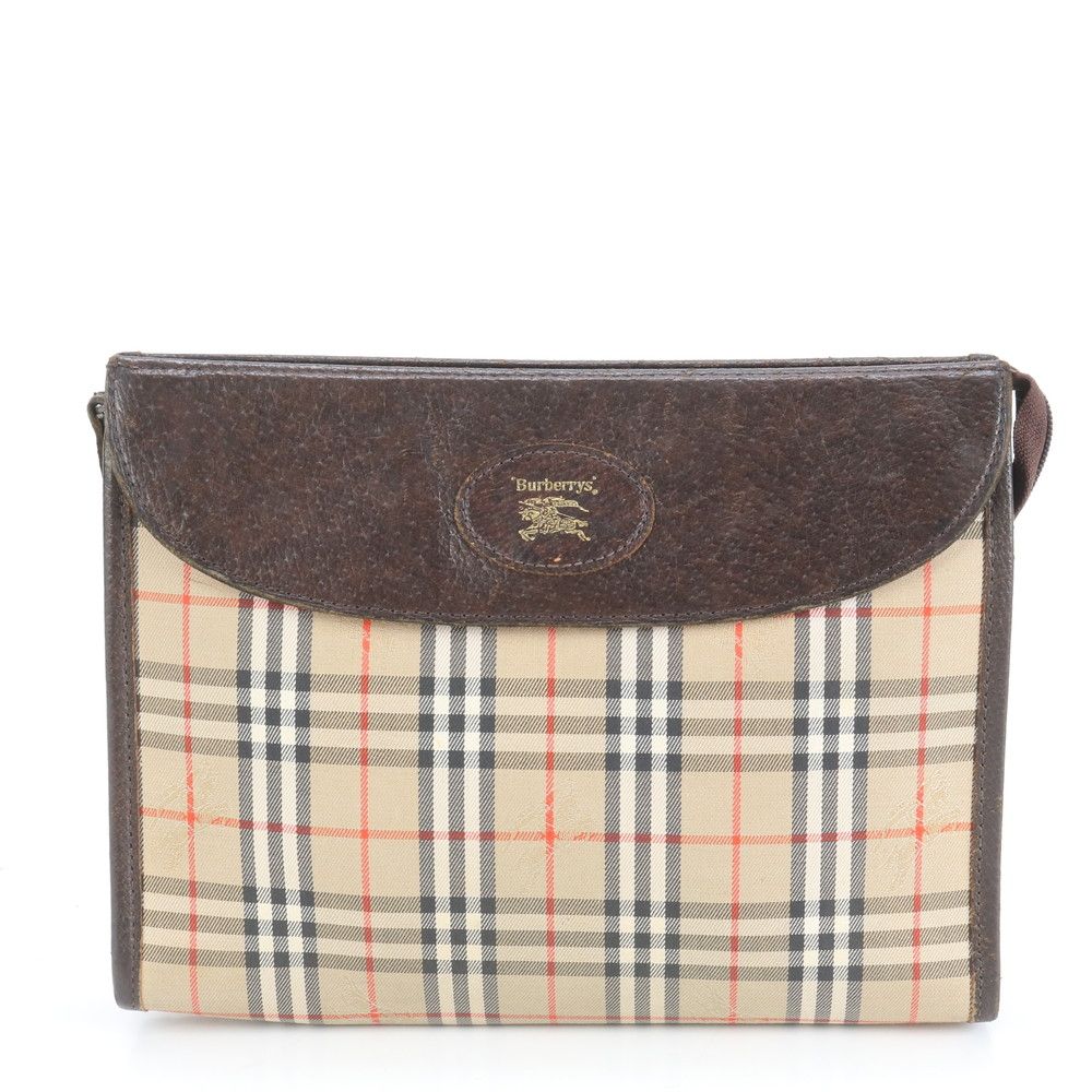 バーバリー ノバ チェック シャドーホース レザー セカンドバッグ クラッチ ポーチ 通勤 ビジネス ブラウン メンズ EEE CW1-9