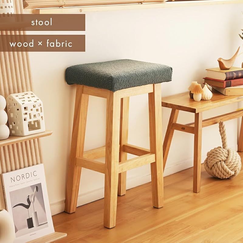 在庫 セルタン スツール カウンターチェア アイボリー ブークレ生地 ハイチェア 天然木 お手入れ簡単 A1463a-a-756IV 0