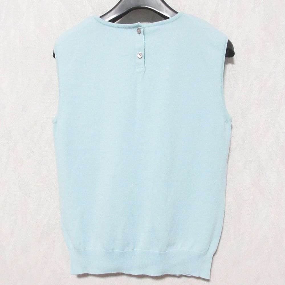 【極美品】FOXEY フォクシー ノースリーブニットワンピース 水色 サイズ38 極美品】FOXEY フォクシー ノースリーブニットワンピース 水色