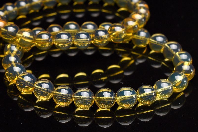 メキシコ産高品質◇クリア ブルーアンバー 7mm ブレスレット 1個売り