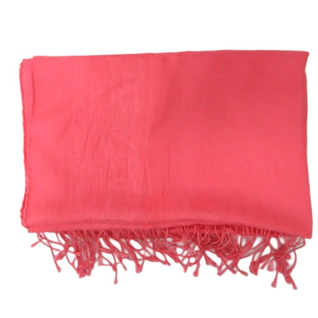 ロエベ LOEWE マフラー ストール 総柄 フリンジ 絹 シルク カシミヤ混 ピンク