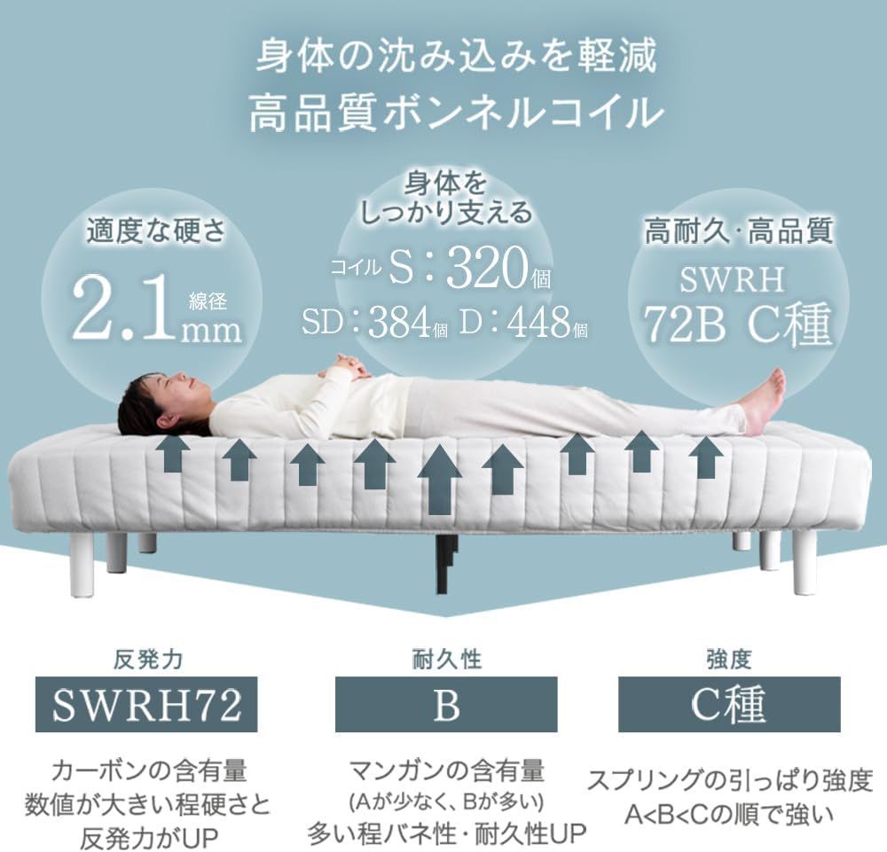 脚付きマットレス ダブル
