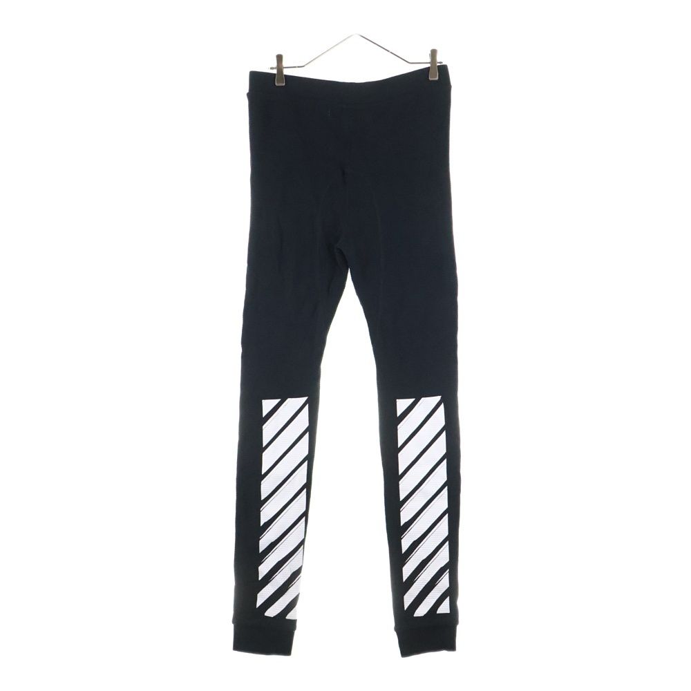 OFF-WHITE オフホワイト バックプリント ワッフル コットンレギンス レディース ブラック