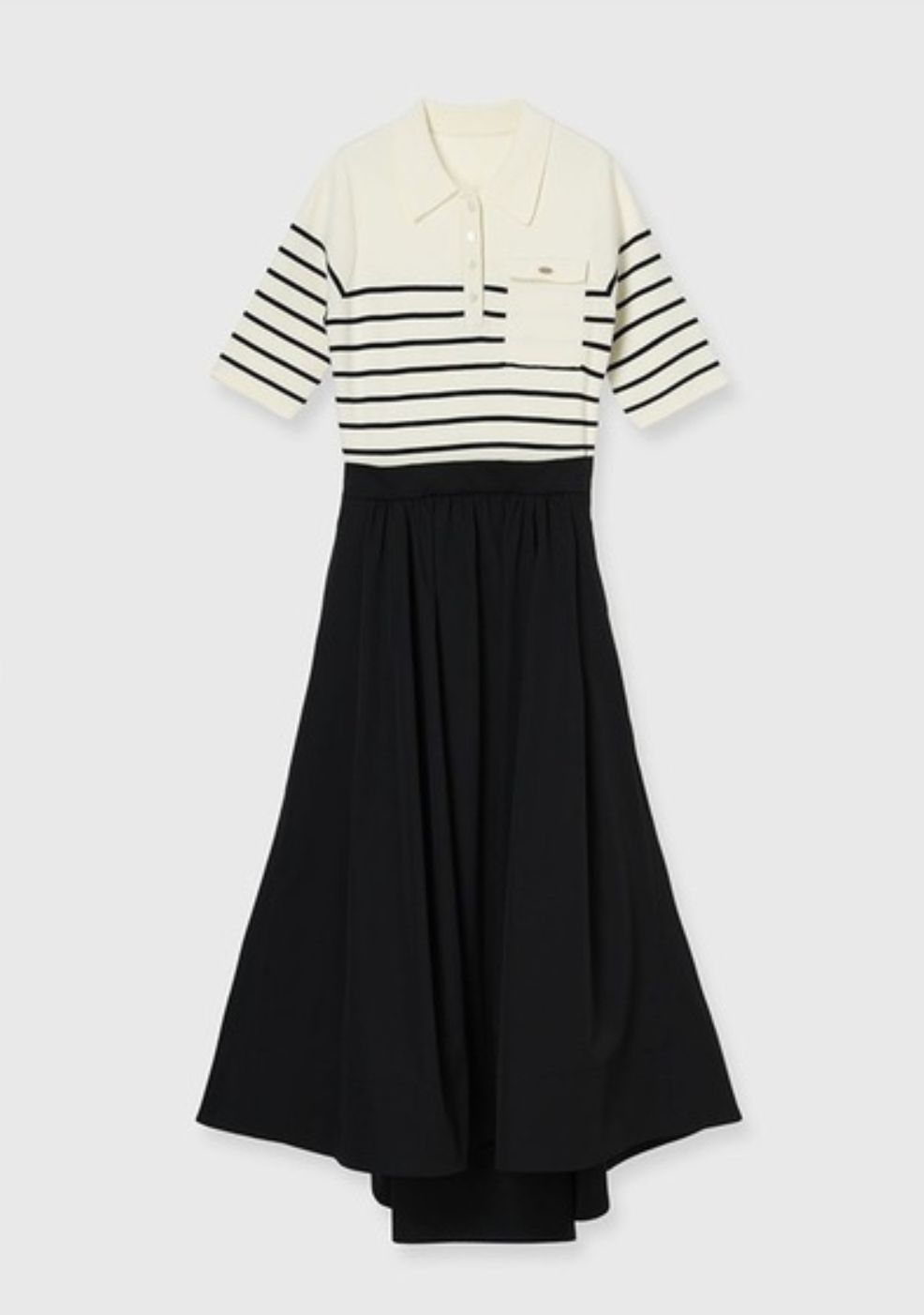 新品 30％off anuans ポロニットドッキングワンピース ボーダー m