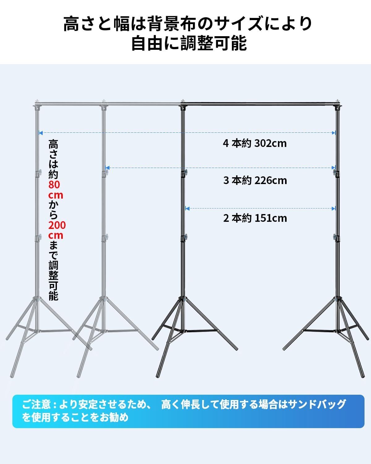 数量限定】Hemmotop 写真撮影用 背景スタンド 200x300cm 布 黒 白 緑 +