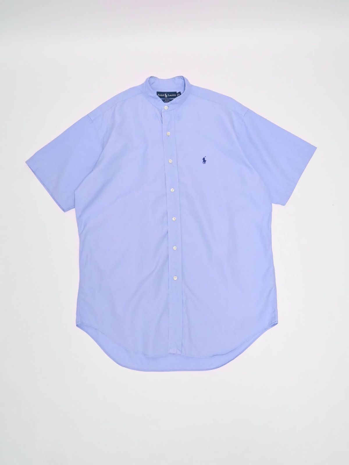 Ralph Lauren collarless shirt UK039 ラルフローレン 半袖 ノー シャツ ブルー