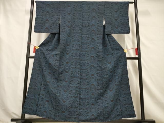 平和屋着物□上質な紬 幾何学文 正絹 逸品 AAAU8759jd