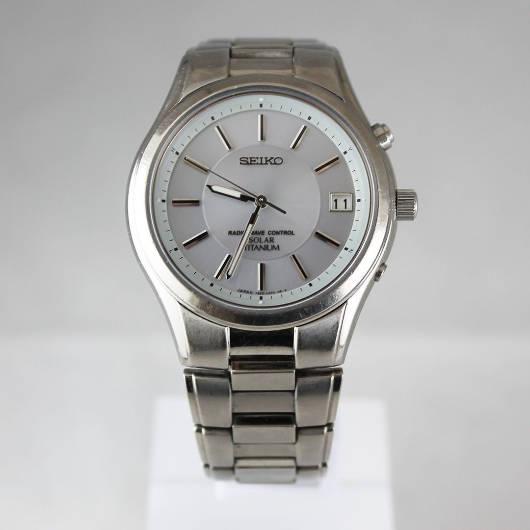 中古 】SEIKO セイコー 7B22-0AD0 ソーラー 電波 チタン 37mm