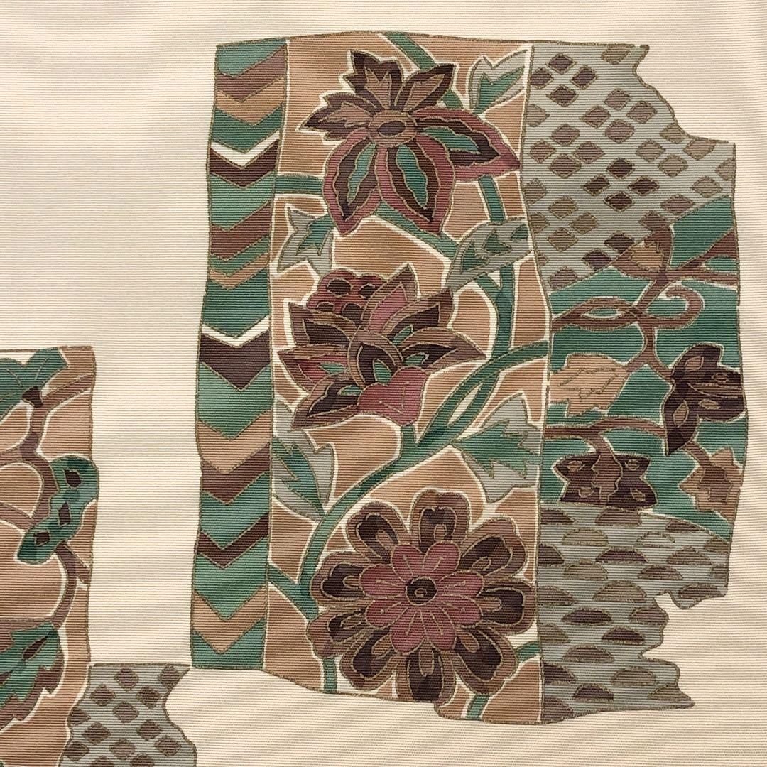 名古屋帯 塩瀬 抽象花唐草模様 染柄 麹色 O-4847 名古屋帯 |