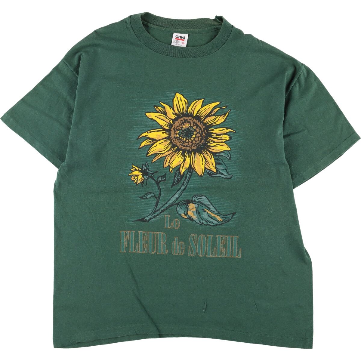 古着 90年代 anvil ひまわり柄 アートTシャツ USA製 メンズXL 
