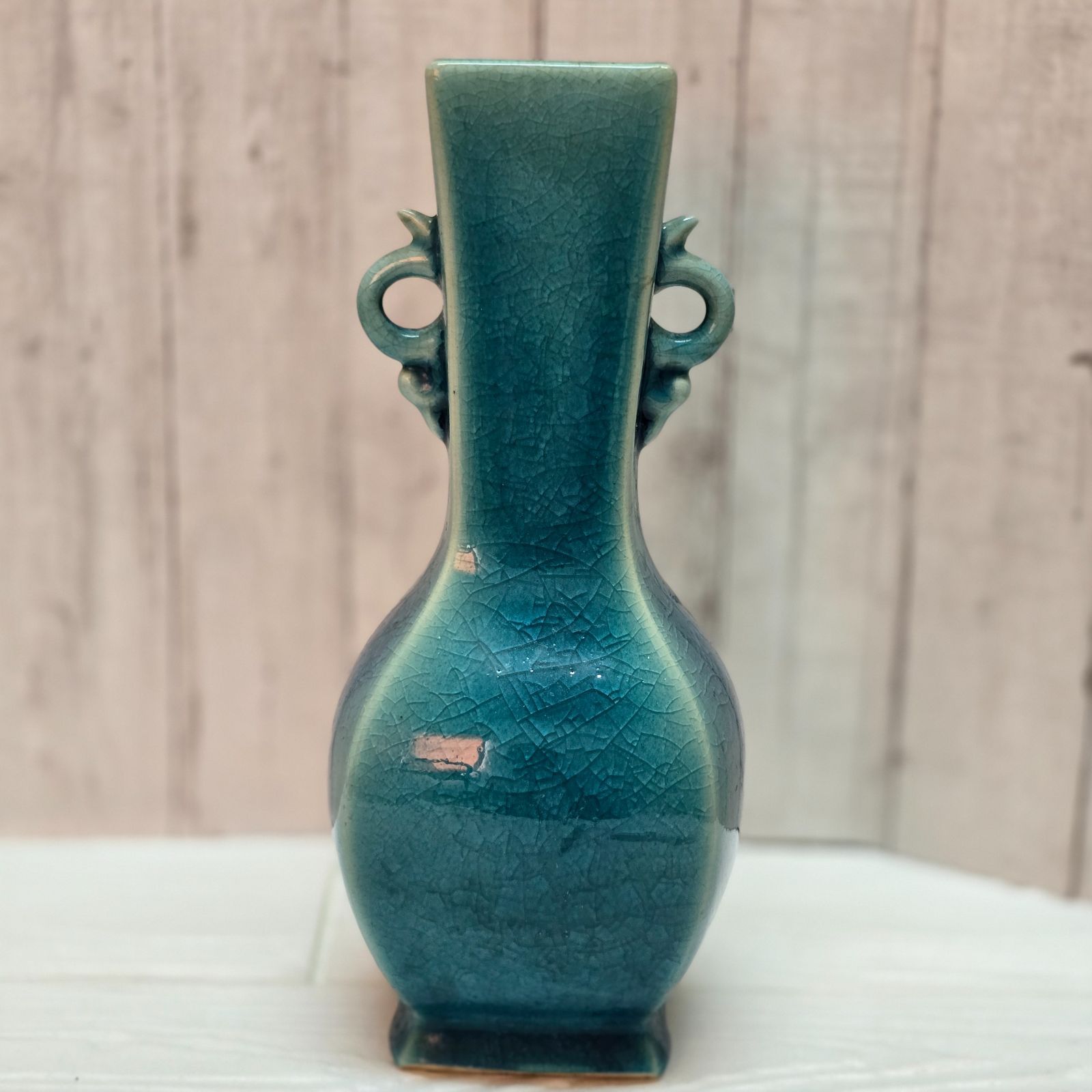 63 【骨董品】青磁 花瓶 貫入 飾り壺 オブジェ - メルカリ