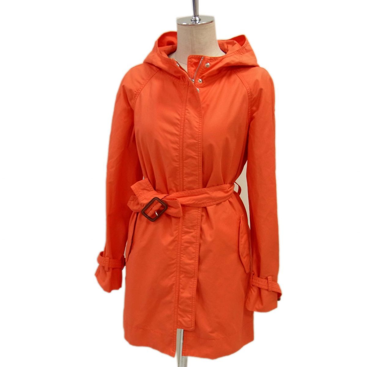 MONCLER ISIDE GIUBBOTTO イジデ フーデッドトレンチコート コットン オレンジ モンクレール 秋春物 レディース ルーマニア製