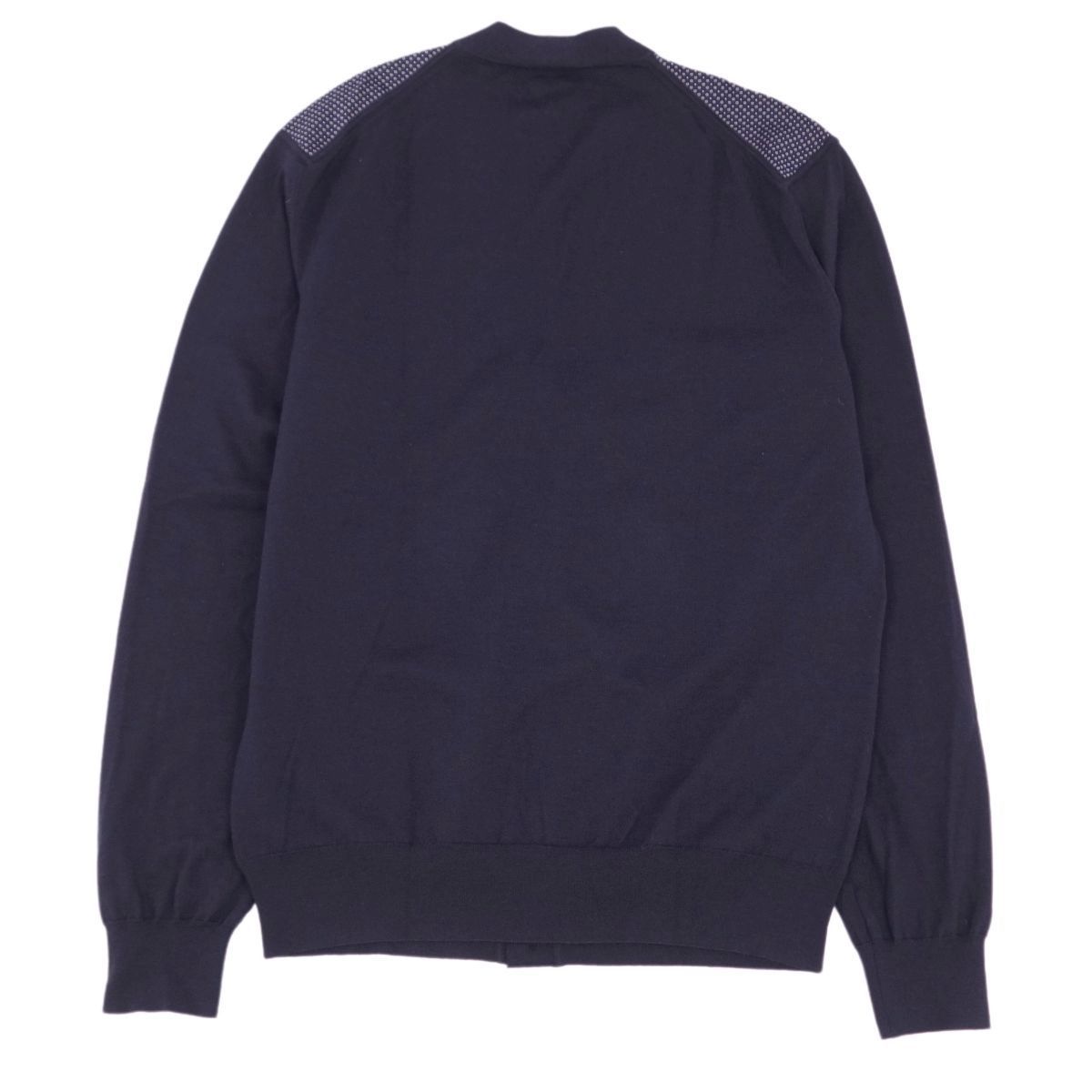 美品　HERMES エルメス　ニット　ロゴ　ネイビー ボタン付　カーディガン 美品 HERMES エルメス ニット ロゴ ネイビー ボタン付