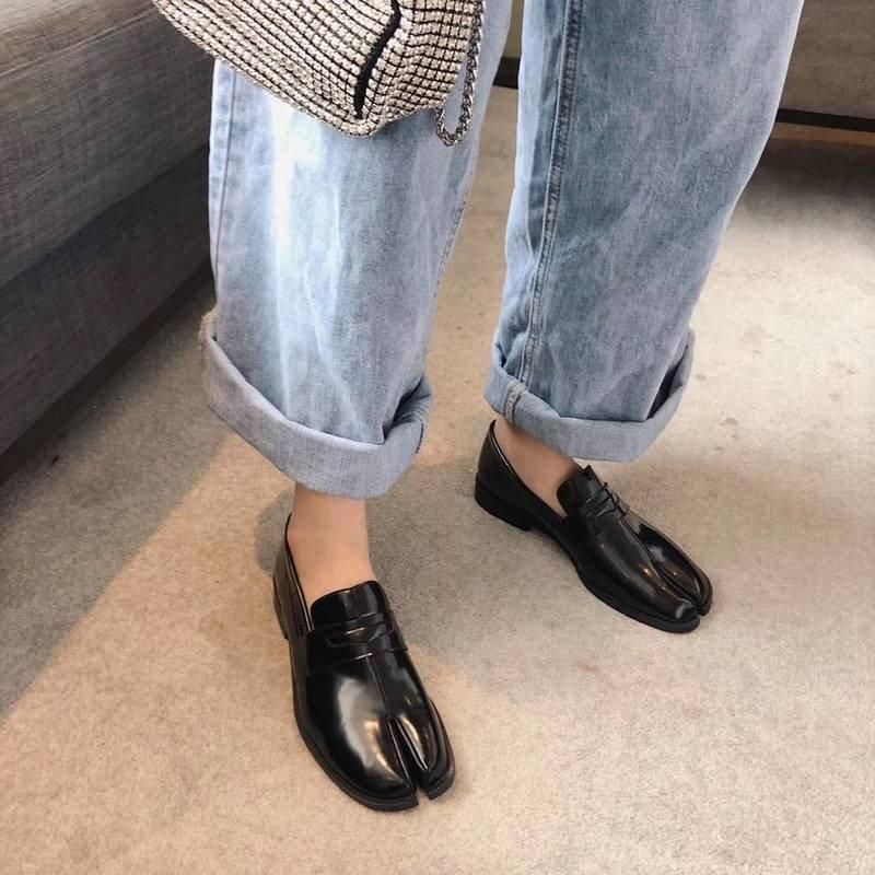 おしゃれ 足袋 シューズ レディース フラット ぺたんこ ローファー 黒