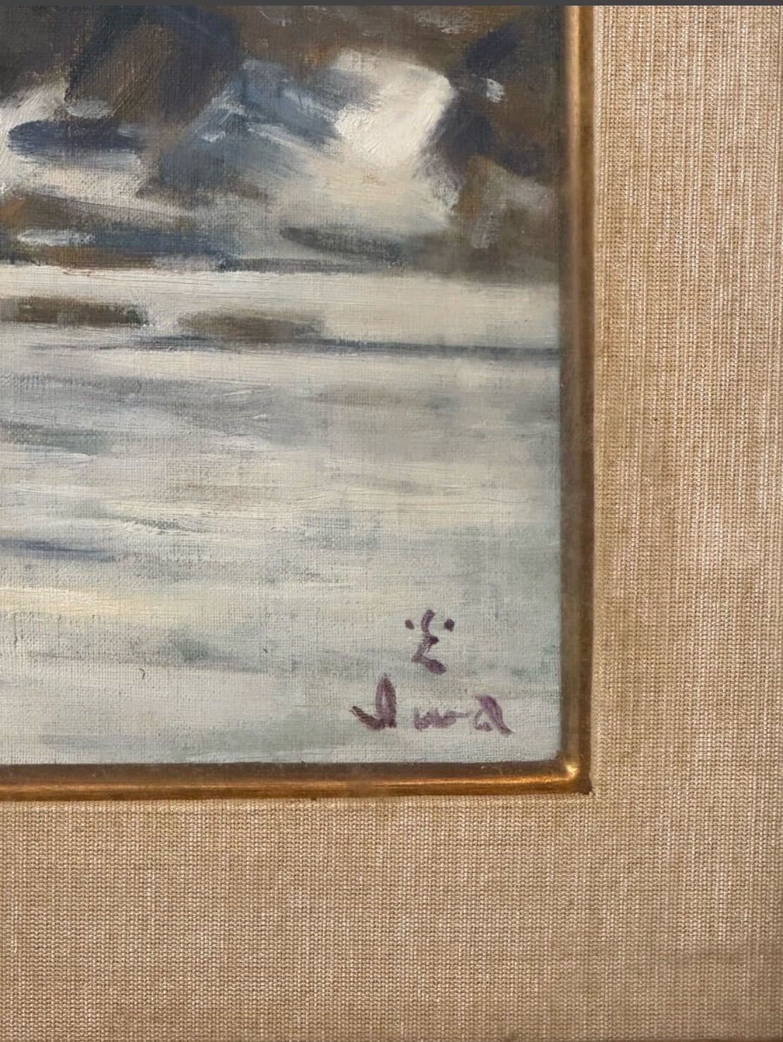 岩月光金『山中湖の富士』油彩 6号 風景画 1962年 真筆サイン