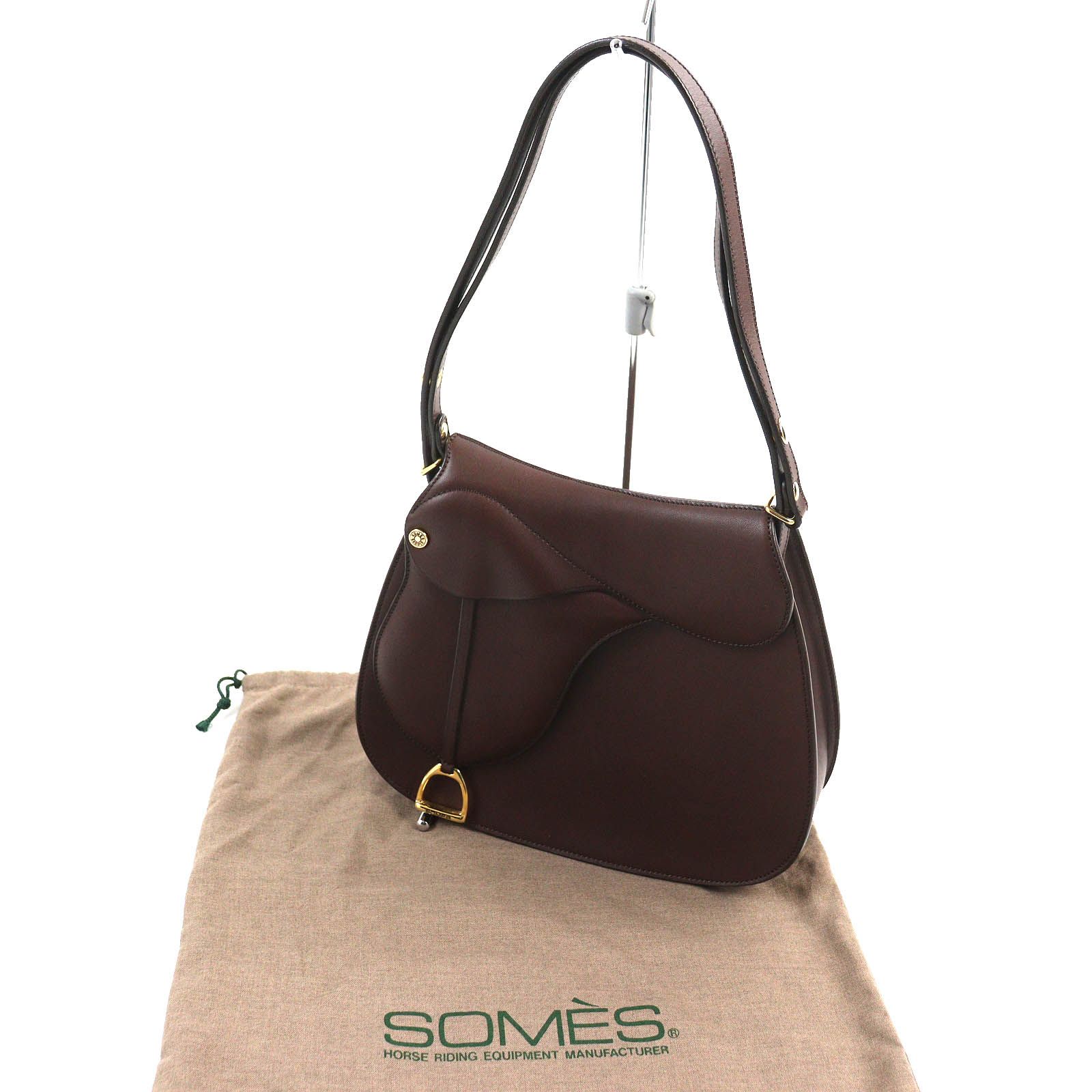 極美品△SOMES SADDLE ソメスサドル DR-02 ドレッサージュ サドルショルダー ロゴ金具 2WAY レザー ハンドバッグ ショルダーバッグ  ダークブラウン 保存袋付き イタリア製 レディース 定価90,200円 - メルカリ