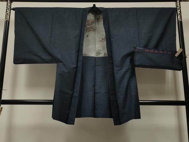 平和屋着物＃男性 本場大島紬 羽織 80亀甲 総詰め 反端付き 正絹 CAAT5622id