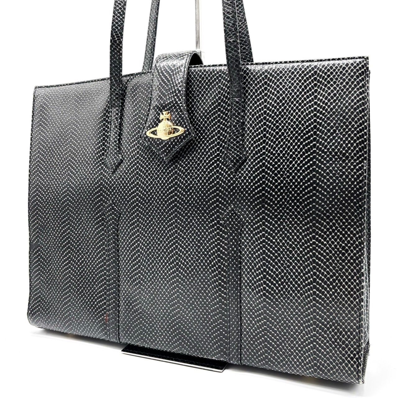 ヴィヴィアンウエストウッド トートバッグ オーブ キャンバス レザー