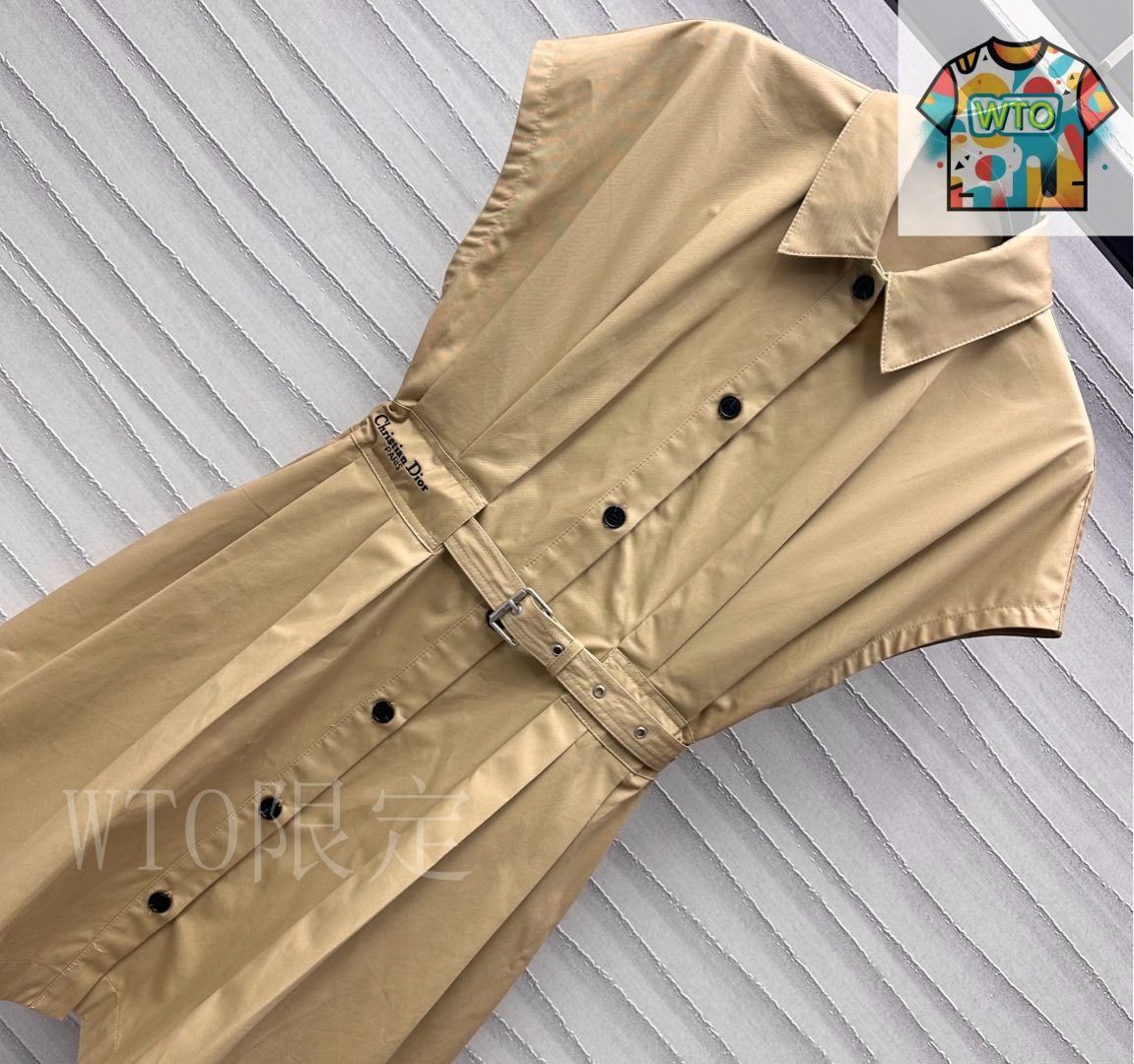 今日 Dior 2025 リバーシブル ベルト付きワンピース-3