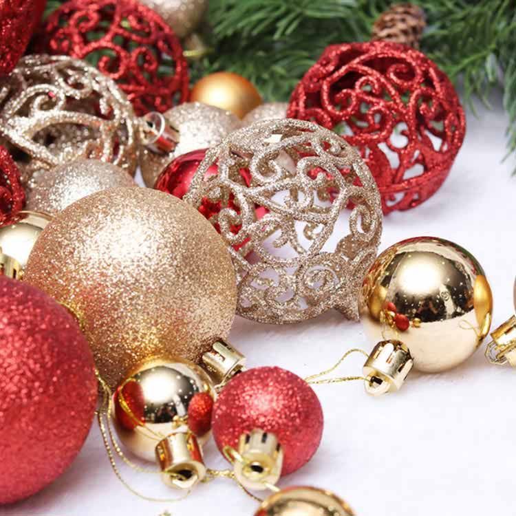 クリスマスツリー　オーナメント　ボールガーランド 飾り　赤白金　4個セット クリスマスツリー 飾り オーナメントボールセット