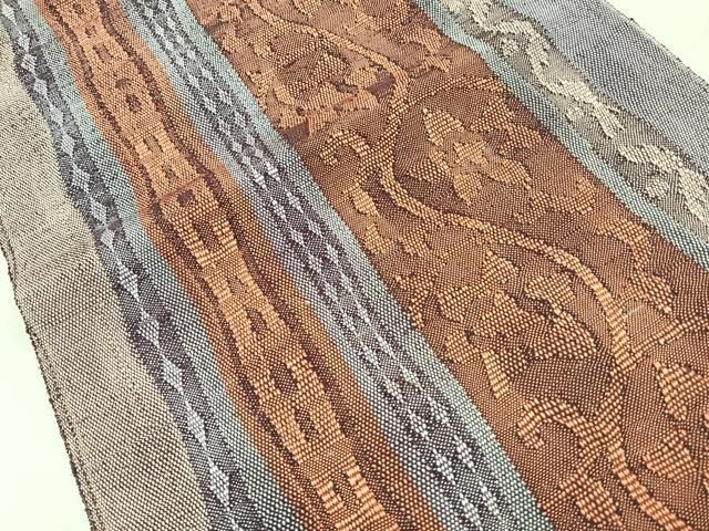 平和屋着物○八寸名古屋帯 紬地 間道 正絹 逸品 未使用