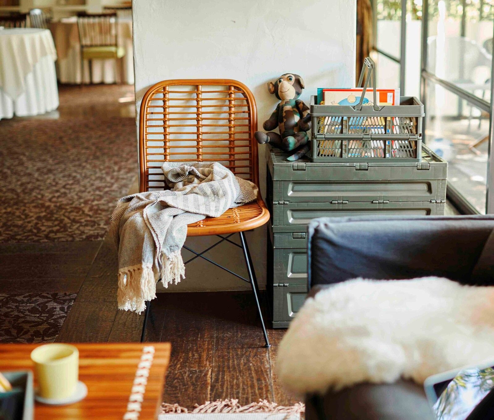 ♪［2脚セット］ラタンで作った おしゃれな ダイニングチェア カフェ