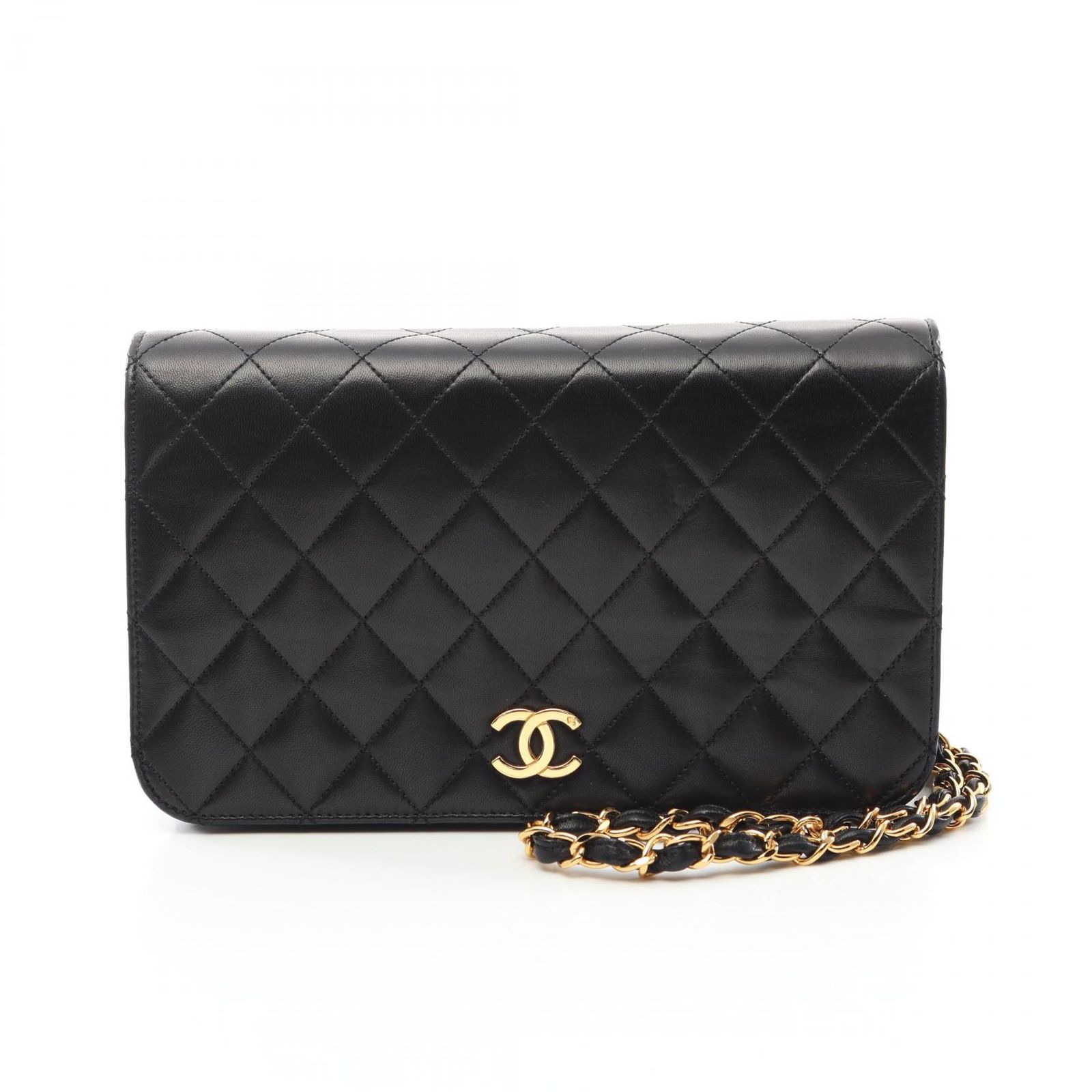シャネル CHANEL ショルダーバッグ マトラッセ フルフラップ A03568 ブラック ラムスキン 羊革 マトラッセ フルフラップチェーンショダー レディース Used A