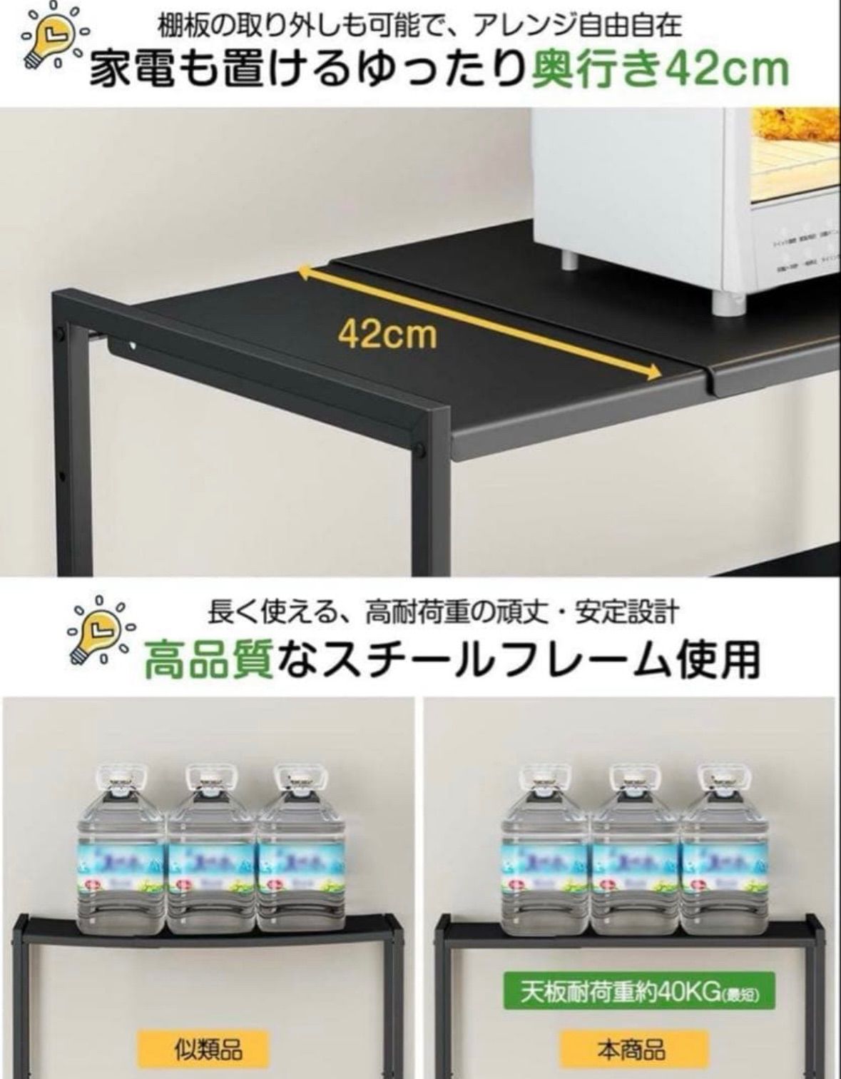 耐震設計！突っ張り式キッチンラックCentral☆アイアンラック