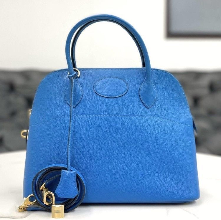 エルメス ボリード31 エプソン 青 ゴールド金具 2way □B刻印