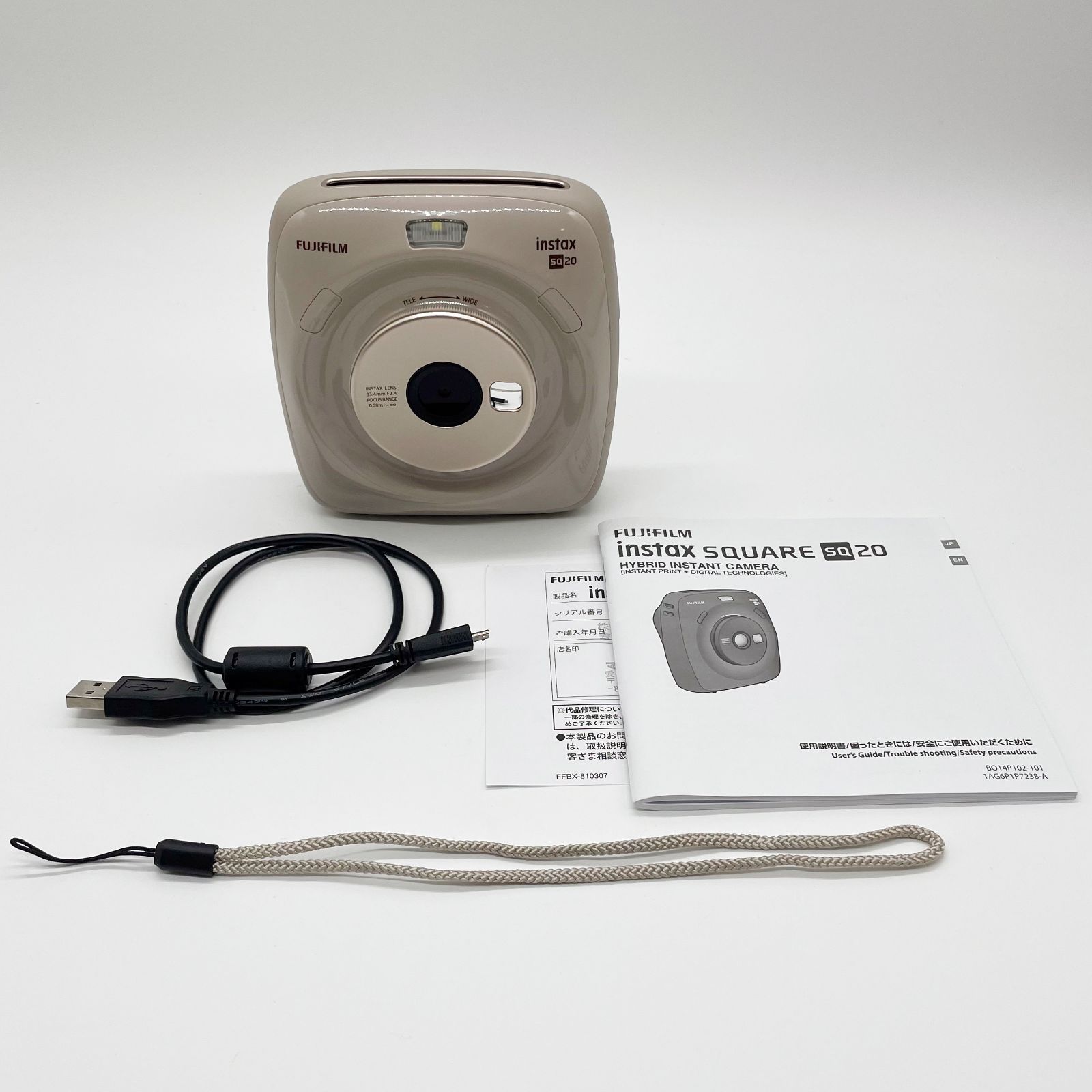 ほぼ FUJIFILM フジフイルム インスタントカメラ instax SQUARE SQ 20 チェキ ベージュ