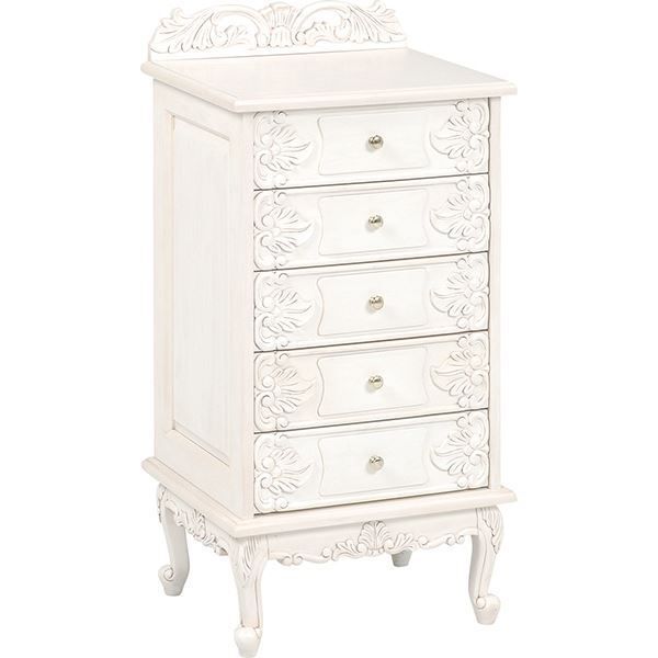 アンティーク 猫足 チェスト クリーム色の木製キャビネット 3段