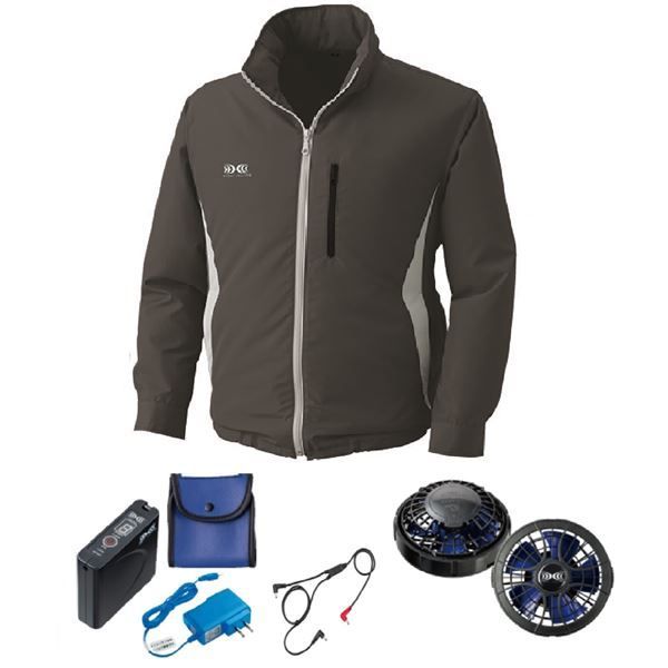 KU90520 空調服 R ポリエステル製フード付き FAN2400SPBB・RD9261・LISUPER1セット ブルー 3L KU90520 空調服 R ポリエステル製フード付き FAN2400SPBB・RD9261