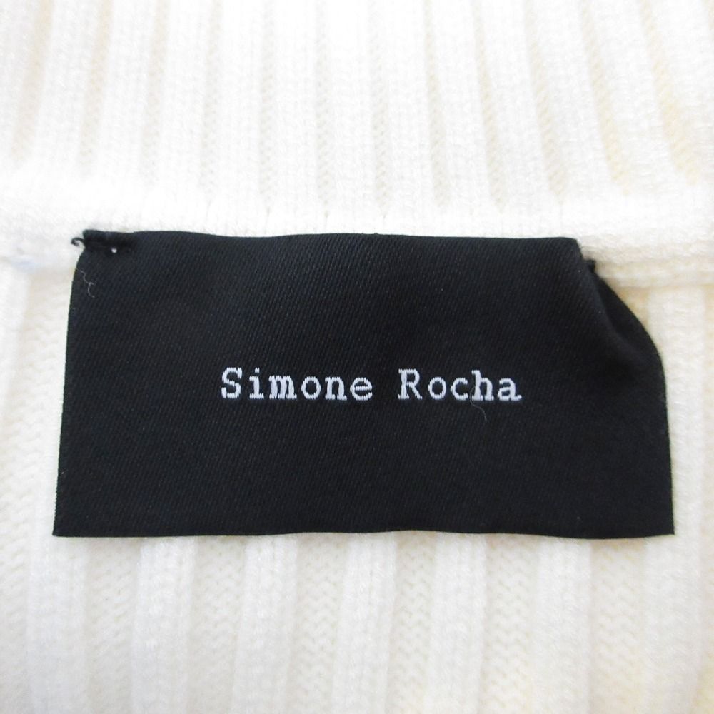 美品 Simone Rocha シモーネロシャ パール×ビジュー装飾 タートルネック リブニット セーター XS ホワイト レディース 古着 中古 美品 Simone Rocha シモーネロシャ パール×ビジュー装飾