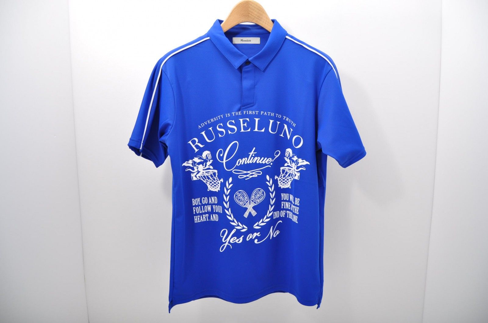 中古 メンズ ラッセルノ RUSSELUNO 半袖ポロシャツ 4(M) 青 ブルー ストレッチ