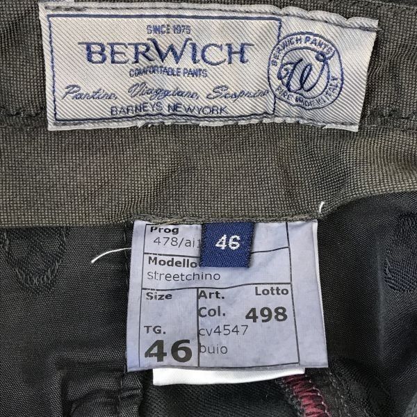 ベルウィッチ/BERWICH x BARNEYS NEW YORK★コットンパンツ【46/メンズM/股下70cm/チャコール/イタリア製】Pants/Trousers◆cBH501 ベルウィッチ/BERWICH x BARNEYS NEW YORK☆コットンパンツ【46/メンズ