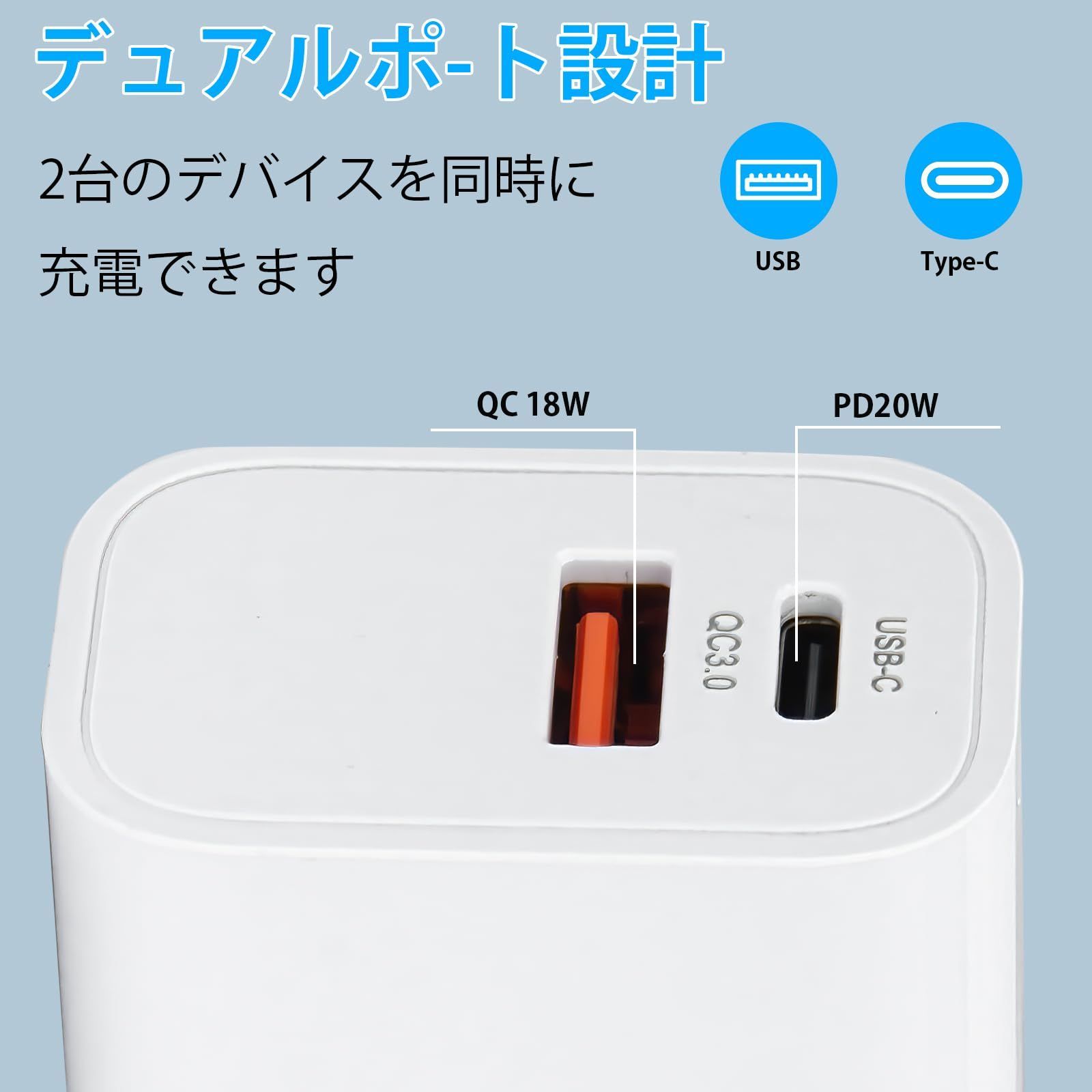 20w 急速充電器　iPhone PD電源アダプタ PD充電器 iPhone AC 20W アダプター TypeC 電源 コンセント