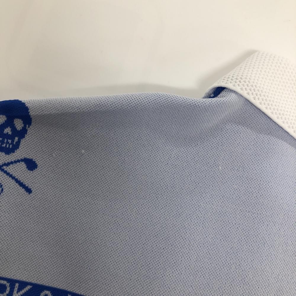 超美品】マークアンドロナ 半袖ポロシャツ ライトブルー系×ブルー ロゴ