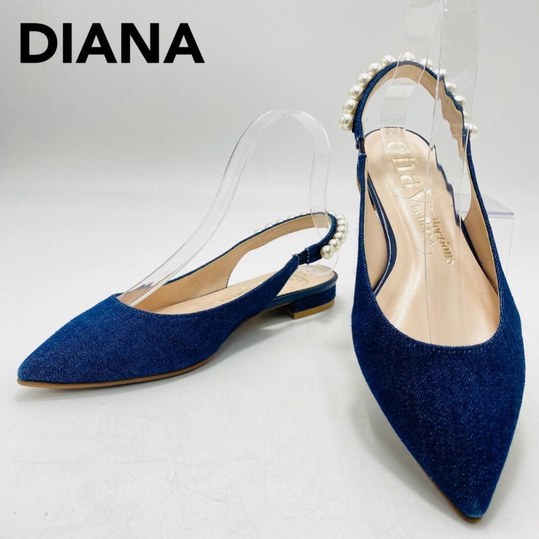 極美品✨chay collection DIANA パールバックベルトフラット DIANA バックストラップパンプス フラットシューズ パール