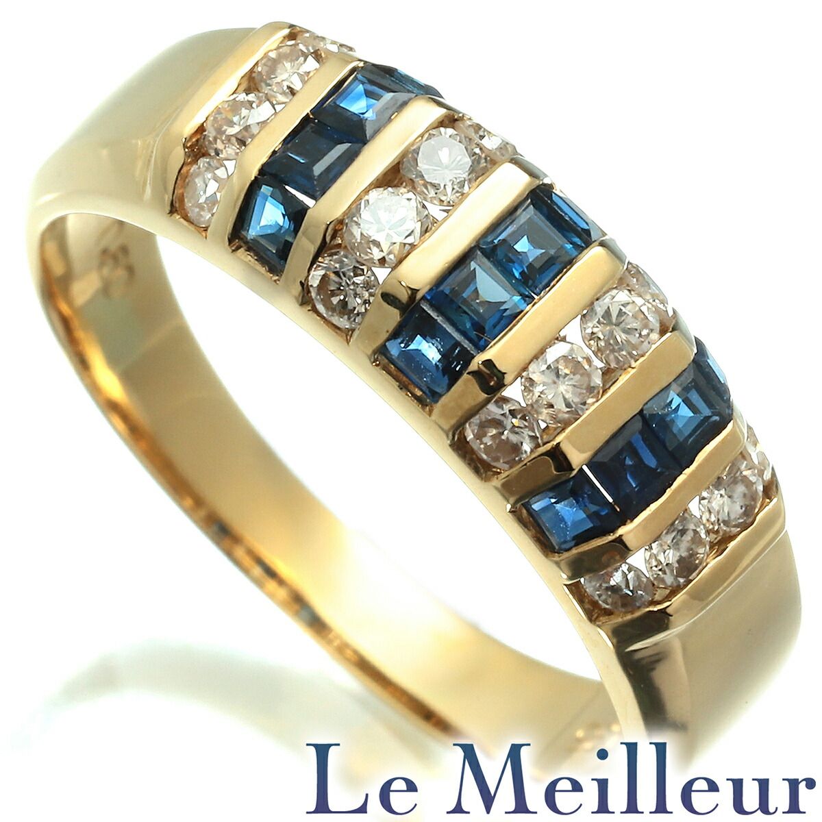 リング 指輪 サファイア 0.6ct ダイヤモンド 0.35ct K18 12号 中古 