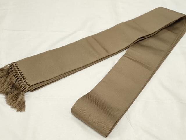 平和屋着物●男性 本場筑前博多織 角帯 生壁色 西村織物謹製 博多金ラベル 証紙付き 正絹 CAAZ6410dy