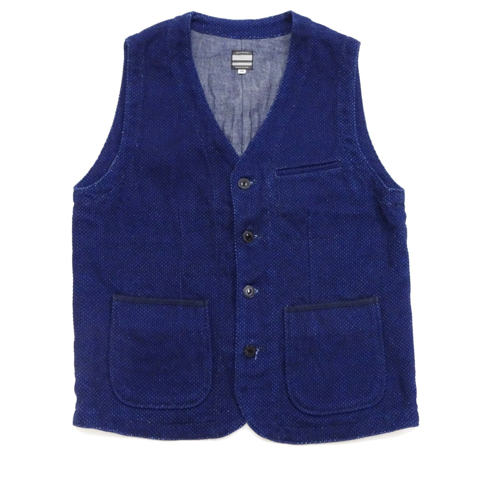 04-010 桃太郎ジーンズ コットン インディゴ 刺し子 vest ベスト Momotaro Jeans 刺子 裏地付き ジレ 04-010 岡山 特濃インディゴ 新品 アメカジショップ