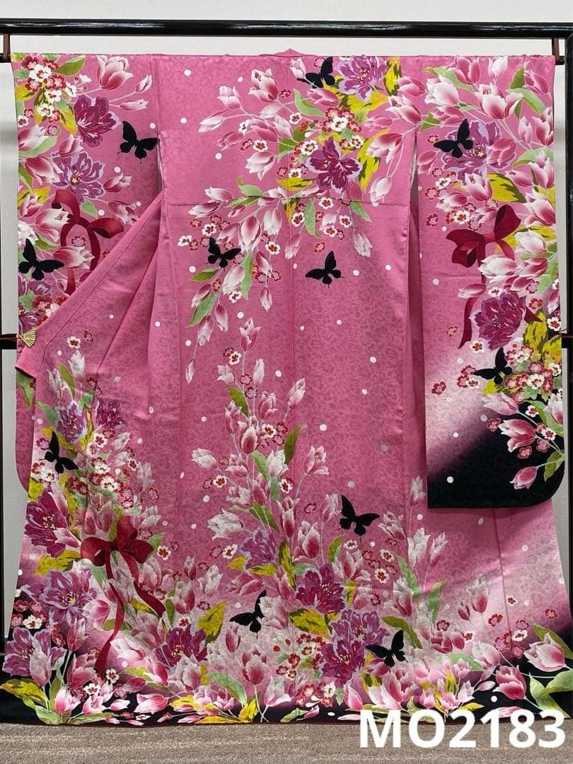 コラボ振袖 RisaHirako 刺繍 紋意匠 身丈169cm 撥水加工済 洋花