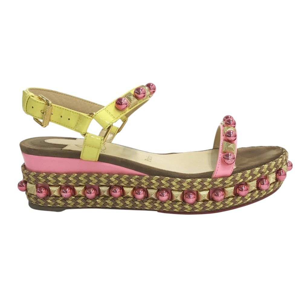 CHRISTIAN LOUBOUTIN クリスチャン ルブタン ビーズ サンダル ピンク系