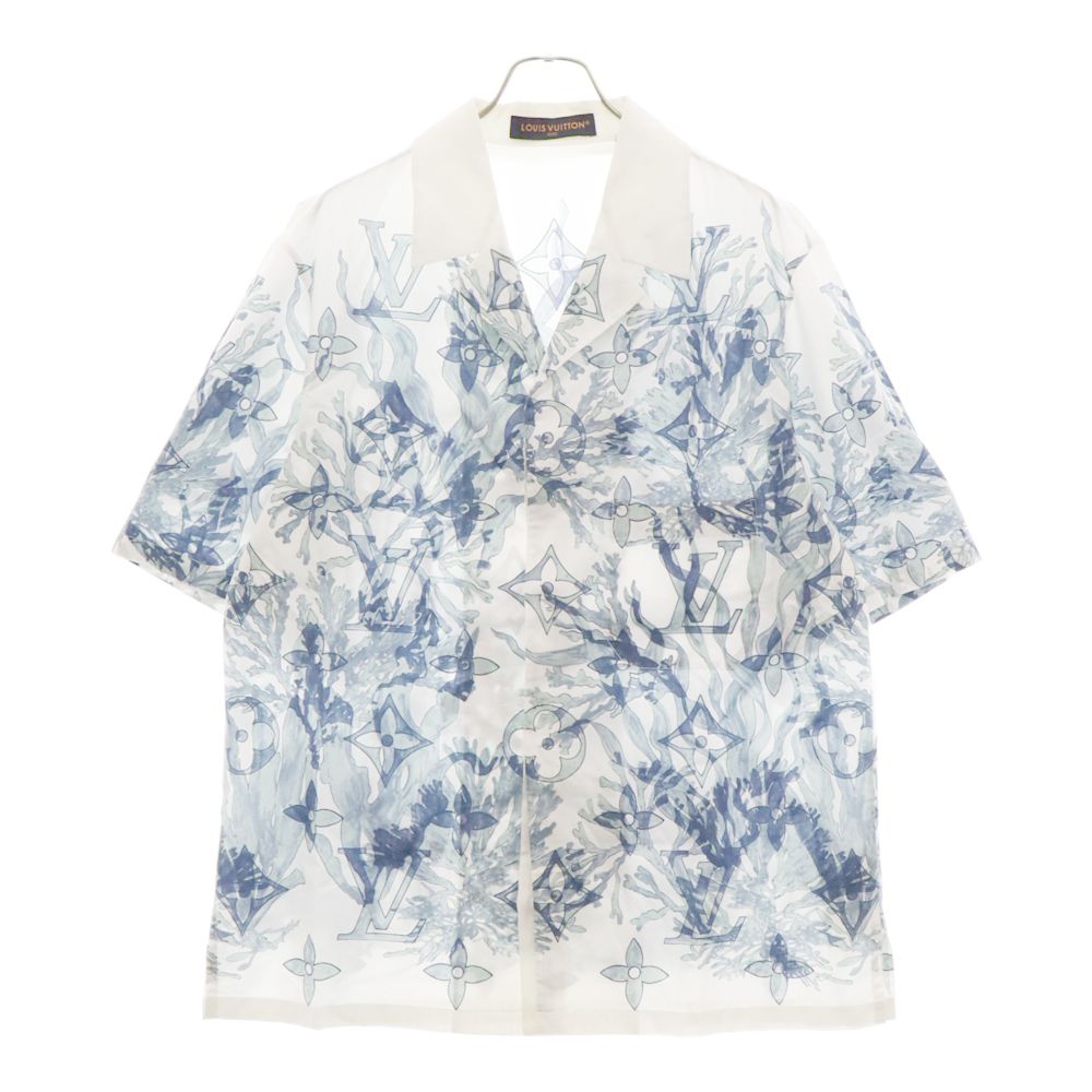 LOUIS VUITTON (ルイヴィトン) 23AW グラフィックショートスリーブコットン半袖シャツ ホワイト/ブルー RM232M AAV HPS36W