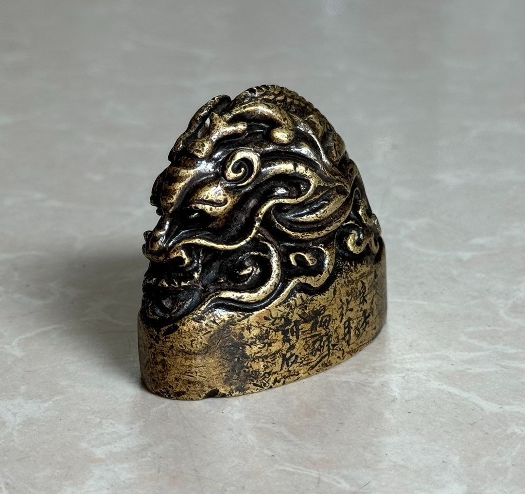 銅製細作 龍頭印章