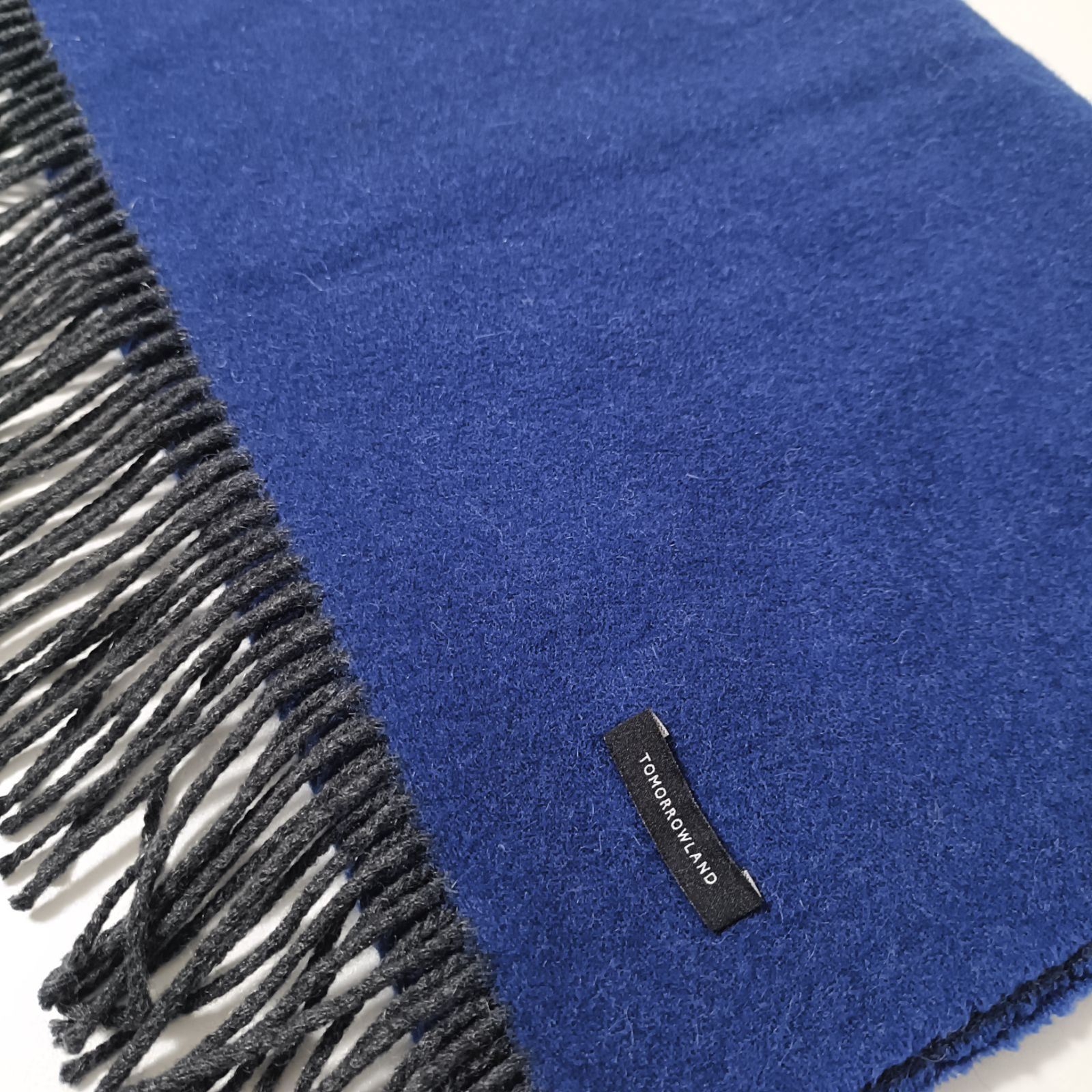 トゥモローランド リバーシブル カシミヤマフラー ブルー×ネイビー 美