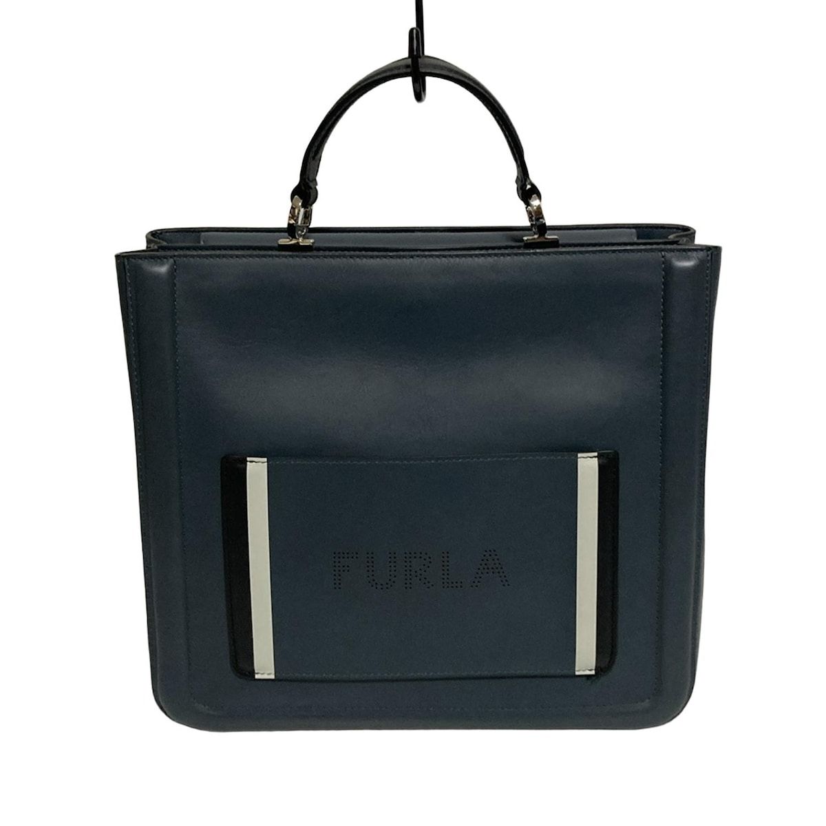 2024 お歳暮【公式】 - 人気ブランド - ハンドバッグ FURLA(フルラ) ネイビー×黒×白 レザー 2way バッグ