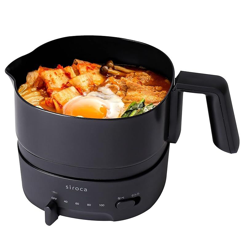 シロカ おりょうりケトル ちょいなべ リニューアルモデル|湯切り機能付|モード切替付|丸洗い可|無段階温度調整|容量1L|電気ケトル SK-M251 ブラック 1