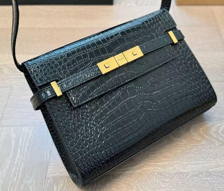 YSL ブラックアレグロ クロコダイル ハンドバッグ -WT0輸入