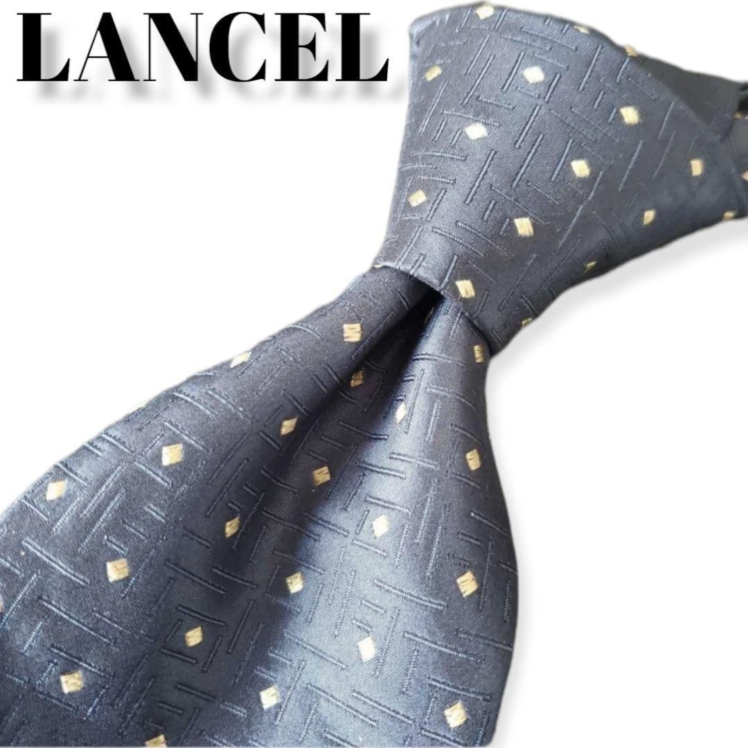 送料無料 美品 LANCEL ランセル ネクタイ ネイビー チェック ビジネス